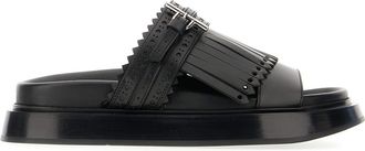 Alexander McQueen Black Leather Slippers