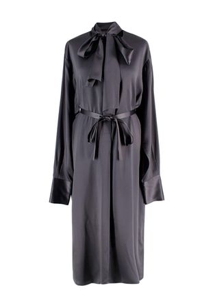 Joseph Grey Belted Silk Dress Size M