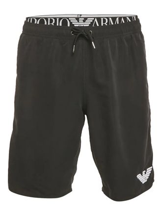 Emporio Armani Shorts met logoband - Zwart