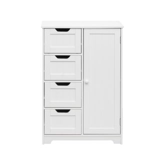 Mobili Rebecca Mueble de ba&ntilde;o con 4 cajones y 1 puerta en madera blanco