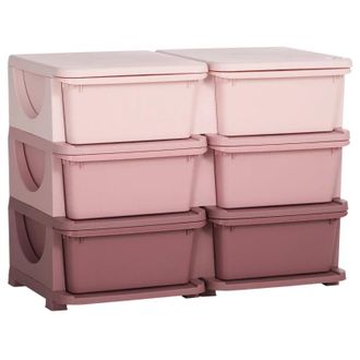 HOMCOM Kids Storage Unit - with Six Drawers - Pink | TJ Hughes