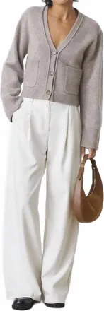 Suncoo Japon Wide Leg Pleated Tailored Pant In Creme