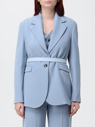 Hanita Single-Breasted Viscose Blend Blazer with Waist Belt and Lapels
