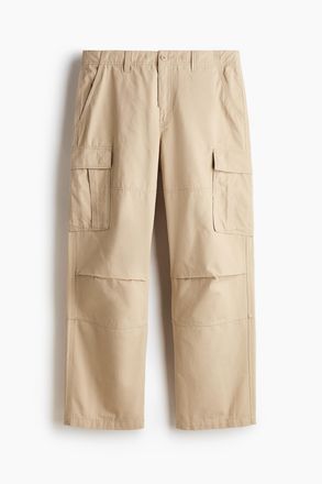 H&M Cargohose aus Baumwolle in Relaxed Fit - Hellbeige