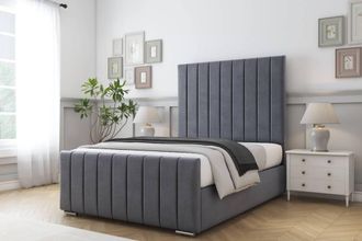 Comfort Beds Sara Plush Bed Frame With Mattress-50 Upholstered in Dark Grey | Size: Double