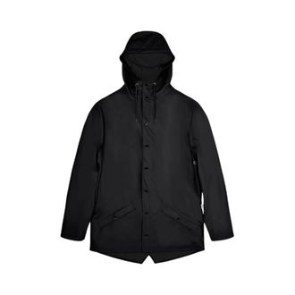 Rains Waterdichte Jas met Drukknoopsluiting - Heren - Regenjassen - Zwart - M - Polyester - Jassen