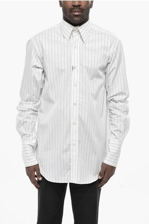 Alexander McQueen Striped Printed Double-Collar Shirt size 17.5