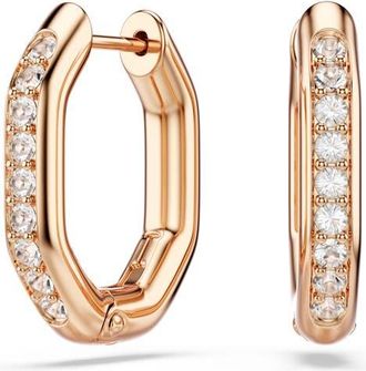 Swarovski Dextera Crystal Hoop Earrings in Rose Gold/White at Nordstrom