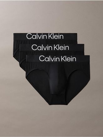 Calvin Klein Mens Ultra Soft Lyocell 3-Pack Hip Brief - Black - XL