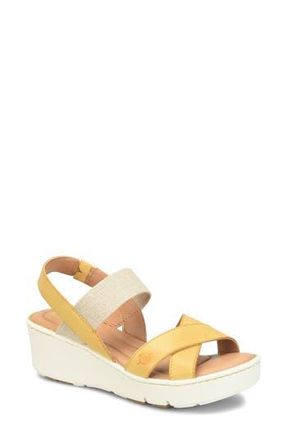 B&oslash;rn Gila Platform Wedge Slingback Sandal in Yellow Leather at Nordstrom Rack, Size 10