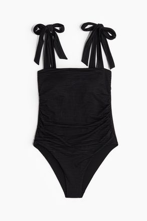 H&M Badeanzug mit Bindetr&auml;gern und wattierten Cups - Schwarz