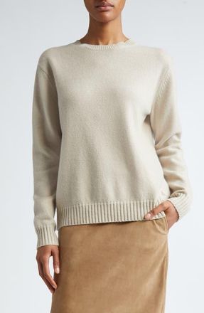 Max Mara Viglio Wool & Cashmere Crewneck Sweater in Sand at Nordstrom, Size Small
