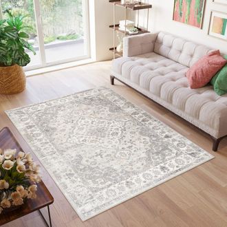 Tapiso Alfombra de polipropileno en crema y gris 120x170 cm