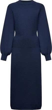 Silvian Heach Amarat Midi-jurk met ballonmouwen - Dames - Kleedjes - Blauw - XS - Polyester - Kleedjes