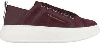 Alexander Smith Wembley Donna in bordeaux su&egrave;de met zijribbel en leren hiel - Dames - Sneakers - Rood - 36 EU - Su&egrave;de - Schoenen