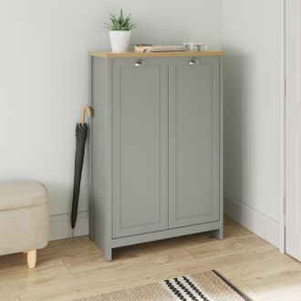 GFW Lancaster 2 Door Shoe Cabinet in Grey