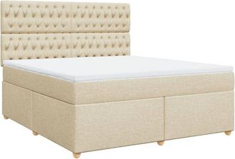 vidaXL Cama Box Spring Con Colch&oacute;n Tela Color Crema 180x200 Cm Vidaxl