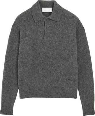 Ami Cashmere Trui met Geborduurd Logo - Dames - Ronde hals truien - Zwart - S - Wol - Truien & Vesten