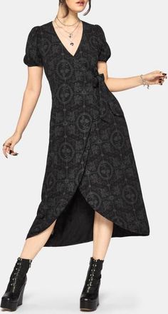 Disturbia Cameo Floral Printed Wrap Dress in Black at Nordstrom, Size 10