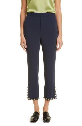 Cinq &agrave; Sept Beaded Rhinestone Floral Crop Pants in Navy at Nordstrom Rack, Size 0