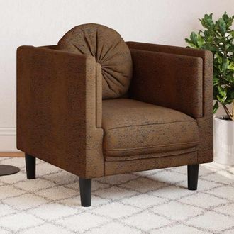 vidaXL Sill&oacute;n Con Coj&iacute;n De Cuero Sint&eacute;tico De Ante Marr&oacute;n Vidaxl