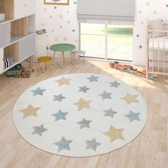 Paco Home Paco Home Alfombra Habitaci&oacute;n Infantil Alfombra Exterior De Juego Redonda Ni&ntilde;os Ni&ntilde;as &Oslash; 200 Cm Redon, Crema
