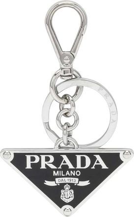 Prada Keyrings, male, Black, Size: ONE SIZE Triangle Logo Metal Keyring