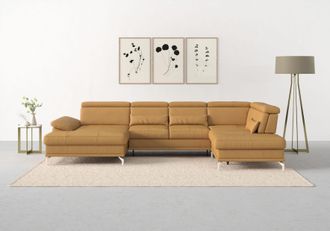 Sit&more Wohnlandschaft »Cabrio U-Form, B: 359 cm, mit Sitztiefen-, Arm- & Kopfteilverstellung« 3 Nierenkissen, Federkern, optional Bettfunktion und Stauraum