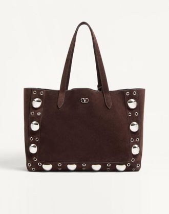 Valentino Garavani Borsa Shopping Media Valentino Garavani Nellc&ocirc;te In Suede Donna TESTA DI MORO UNI