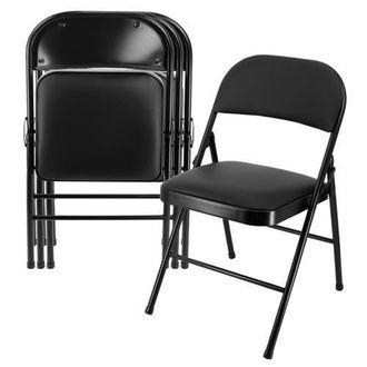 Elama 4 Piece Metal Folding Chair with Padded Seats in Black at Nordstrom