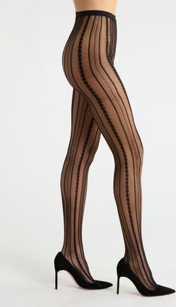 Nordstrom Feminine Lace Tights in Black at Nordstrom, Size Medium