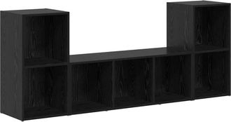 vidaXL Gabinete de tv 3 pcs Negro 107 x 35 x 37 cm Vidaxl