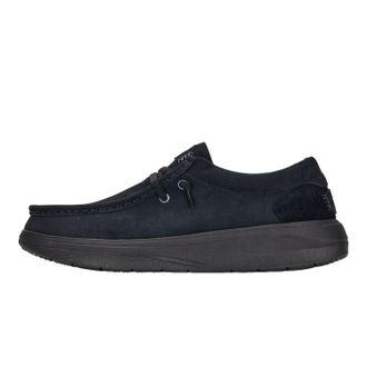 HeyDude Hey Dude Mens Wally Comf Suede Slip-On, Black, 7 UK