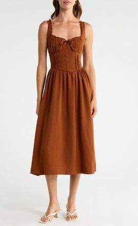 ASTR the Label Sahana Corset Midi Dress in Cinnamon at Nordstrom, Size X-Large