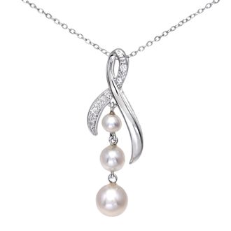 Diamant L'éternel 9ct witgouden diamanten en parellint hanger en ketting van 46 cm