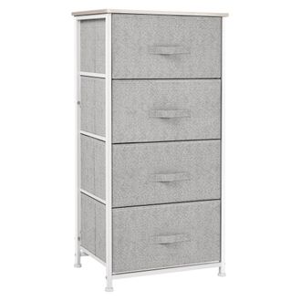 HOMCOM C&oacute;moda Con 4 Cajones De Tela Cajonera Armario De Almacenaje Multifuncional Para Dormitorio Sal&oacute;n Pasillo 45x30x92 Cm Gris