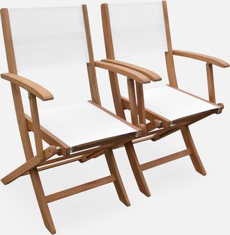 Sweeek Silla De Jard&iacute;n Plegable De Madera De Eucalipto, Set De 2