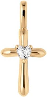Made by Mary CZ Heart Cross Charm in Gold at Nordstrom