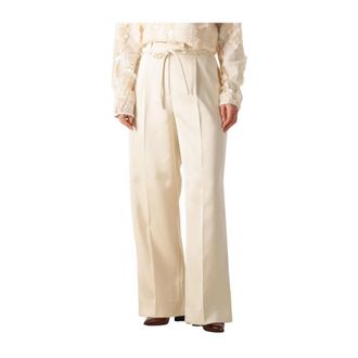 Second Female Dazzle Broeken - Dames - Wijde Broeken - Wit - L - Polyester - Broeken