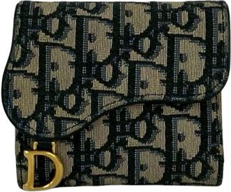 Dior Navy Canvas Leather Wallet (Tri-Fold) (Pre-Owned)
