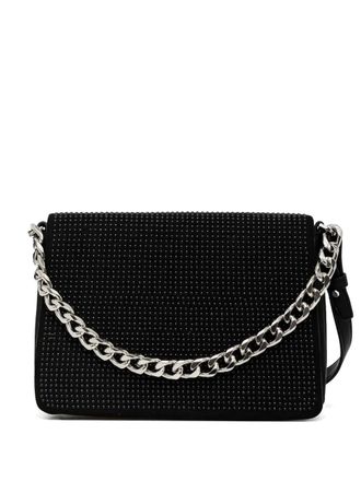 DKNY rhinestone-embellished shoulder bag - women - Polyester/Polyurethane - One Size - Black
