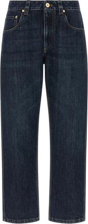 Brunello Cucinelli Straight Jeans - Dames - Regular Fit Jeans - Blauw - M - Katoen - Jeans