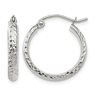 Diamond2Deal 14k Gold Diamond-cut 2.5x18mm Hollow Hoop Earrings