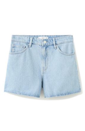 Mango High Waist Straight Fit Denim Shorts in Light Blue at Nordstrom, Size 14