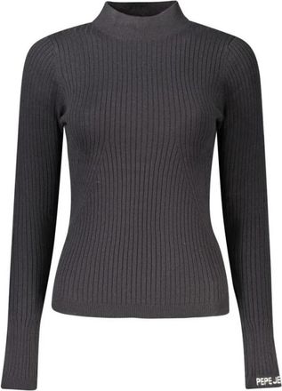 Pepe Jeans London Katoenen trui met ronde hals en ribgebreide zoom - Dames - Coltruien - Zwart - L - Katoen - Truien & Vesten