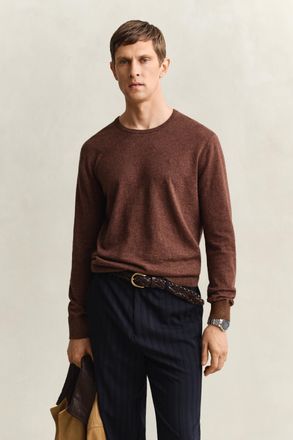GANT Men Slub Cotton Blend Sweater (XXXL) HAZELNUT MELANGE