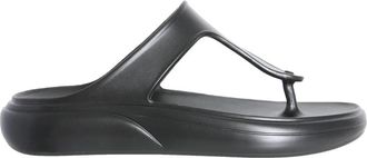 Stuart Weitzman Stuflex T-Strap Slide Sandaal - Dames - Slippers - Zwart - 39 1/2 EU - Schoenen