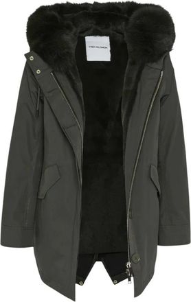 Yves Salomon Korte Iconische Parka 72cm - Dames - Mantels - Groen - Maat: XS Katoen