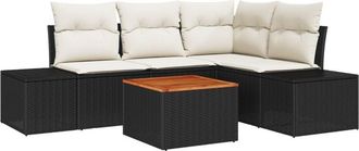 vidaXL Garden Sofa Set 5 pcs Black, white Vidaxl
