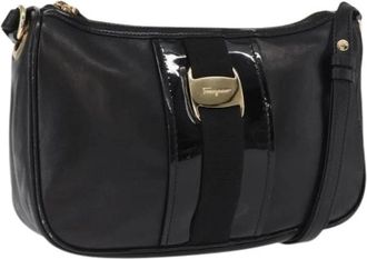 Ferragamo Pre-owned Shoulder Bags, female, Black, Size: ONE SIZE Pre-owned Leather Shoulder Bag